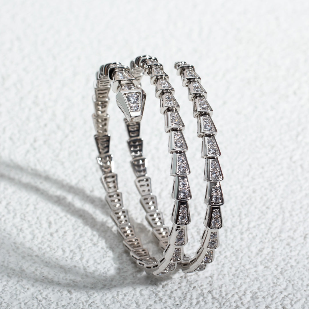 [Eterna Jewels]SERPENTI BRACELET SILVER DIAMOND DOUBLE ROW