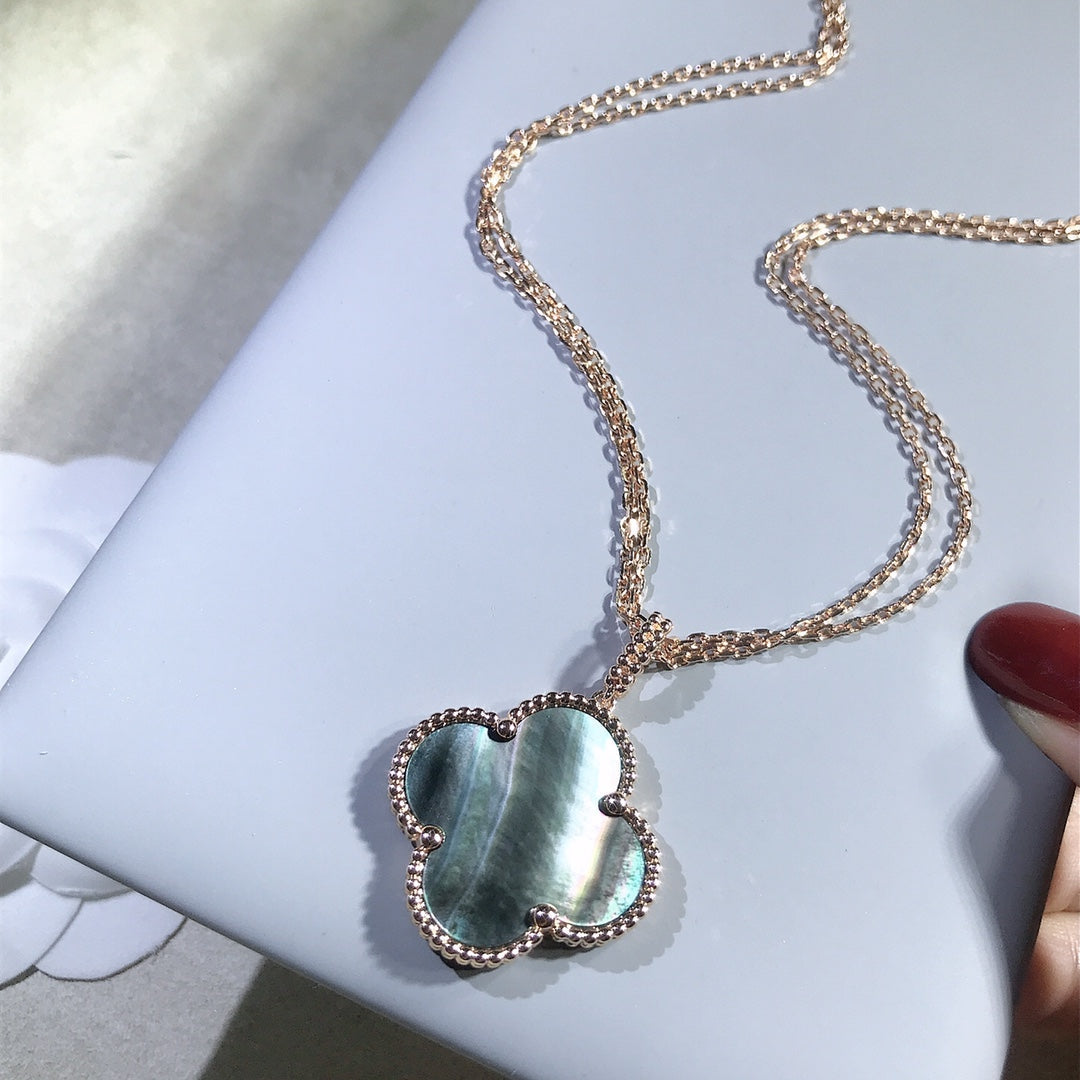 [Eterna Jewels]CLOVER 25MM GOLD DARK MOP BIG CLOVER NECKLACE