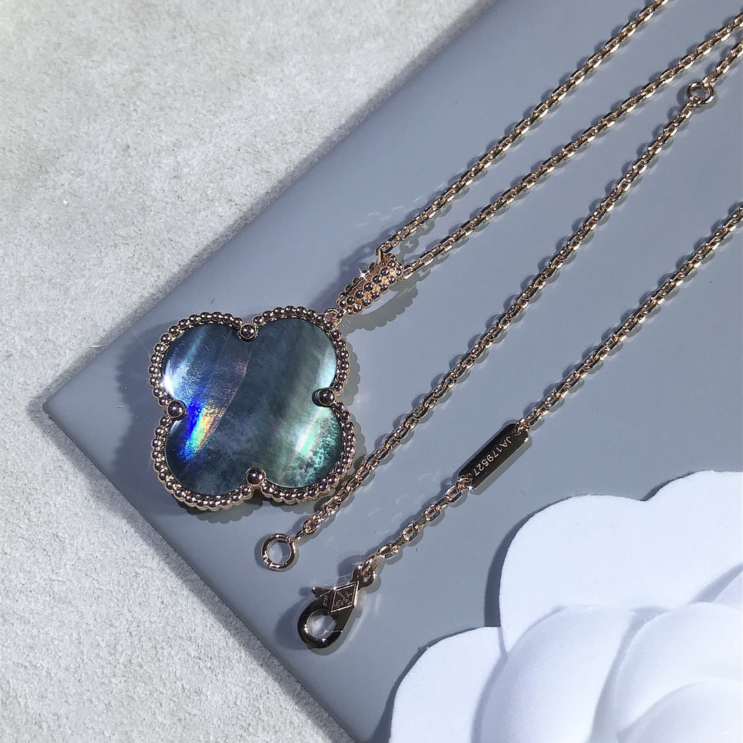 [Eterna Jewels]CLOVER 25MM GOLD DARK MOP BIG CLOVER NECKLACE