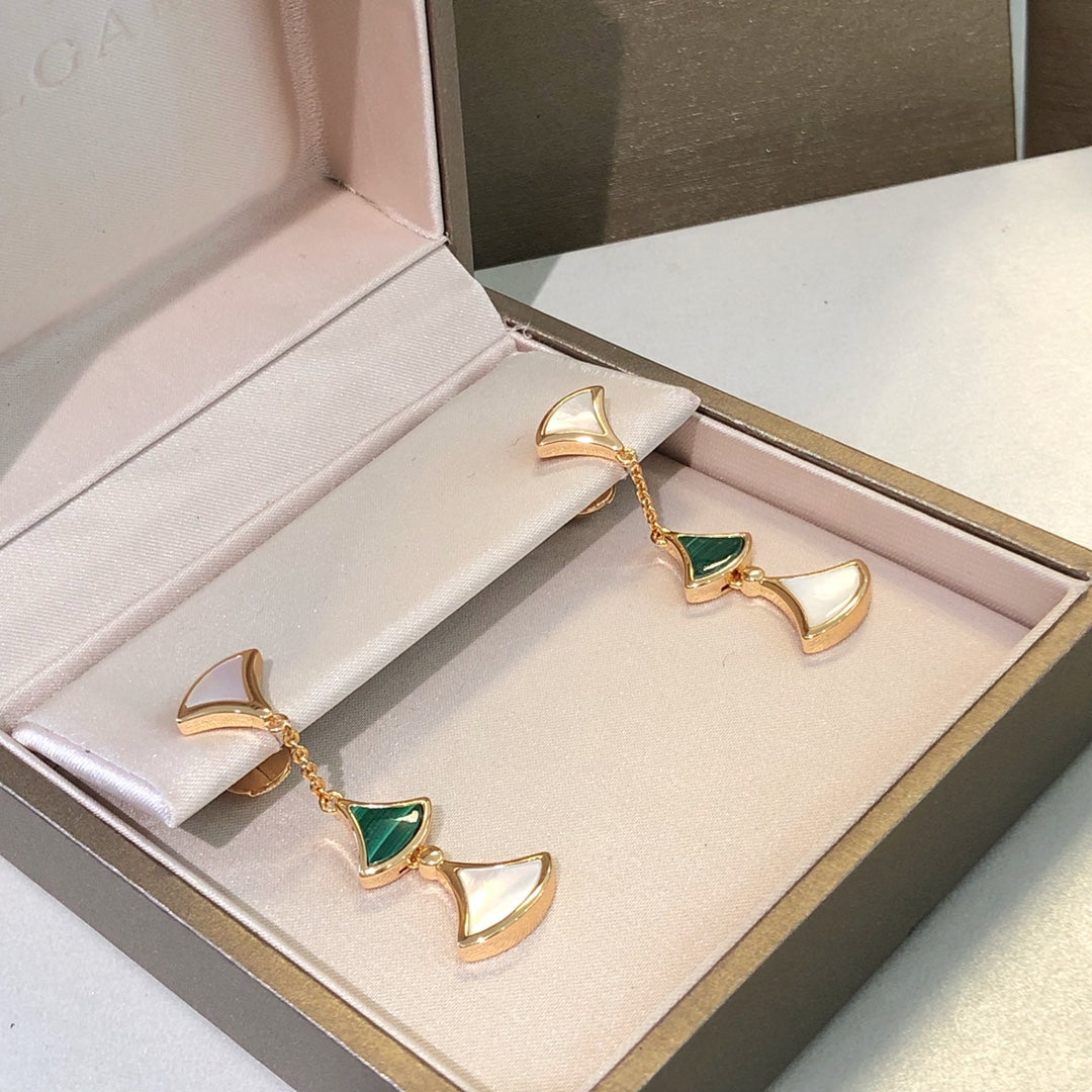 [Eterna Jewels]DREAM EARRINGS 3 MOTIFS MALACHITE MOP PINK GOLD