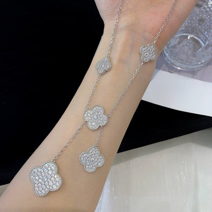 [Eterna Jewels]CLOVER 5 MOTIFS SILVER DIAMONDS NECKLACE