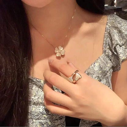 [Eterna Jewels]CLOVER MOP DIAMOND ROSE GOLD NECKLACE