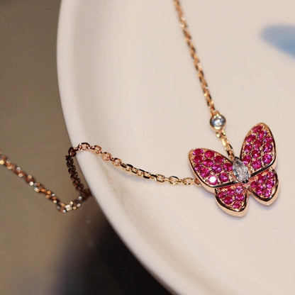 [Eterna Jewels]BUTTERFLY RED DIAMOND ROSE GOLD NECKLACE
