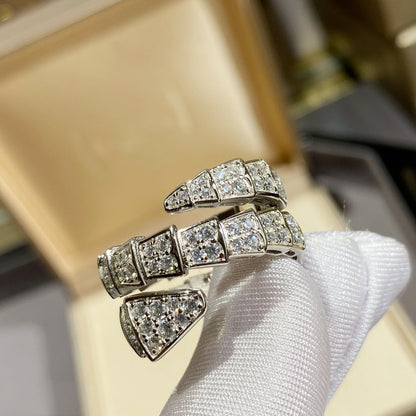 [Eterna Jewels]SERPENTI DOUBLE RING SILVER DIAMOND PAVED
