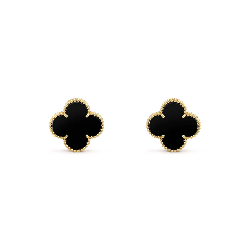 [Eterna Jewels]CLOVER MEDIUM 1 MOTIFS  ONYX STUD EARRINGS