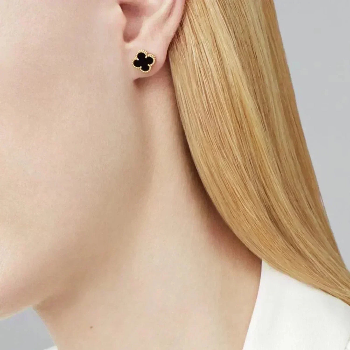 [Eterna Jewels]CLOVER MINI 9.5MM BLACK MOP EARRINGS
