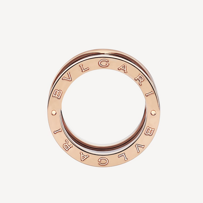[Eterna Jewels]ZERO 1 FOUR-BAND LOOPS AND BLACK CERAMIC SPIRAL PINK GOLD RING