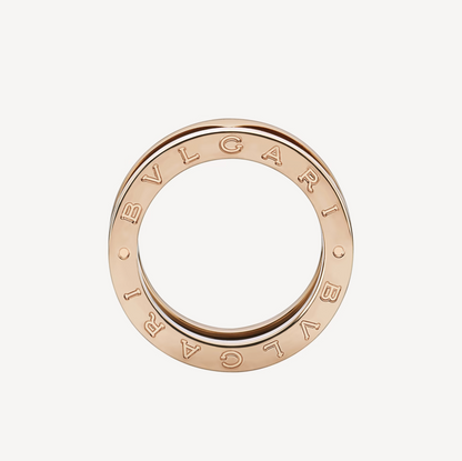 [Eterna Jewels]ZERO 1 TWO-BAND LOOPS AND BLACK CERAMIC PINK GOLD RING