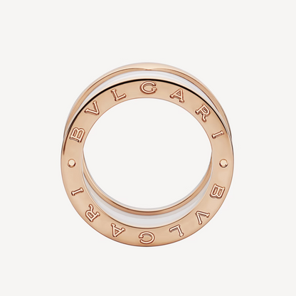 [Eterna Jewels]ZERO 1 FOUR-BAND LOOPS AND WHITE CERAMIC SPIRAL PINK GOLD RING