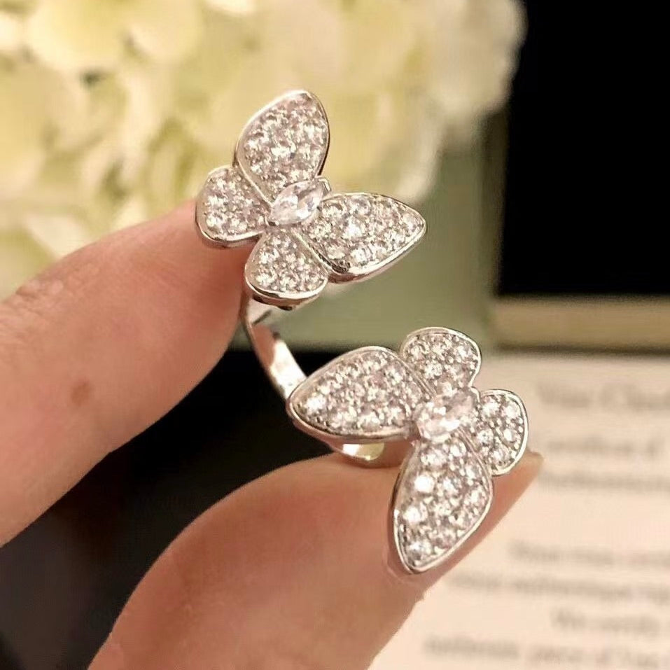 [Eterna Jewels]TWIN SILVER BUTTERFLY DIAMOND RING