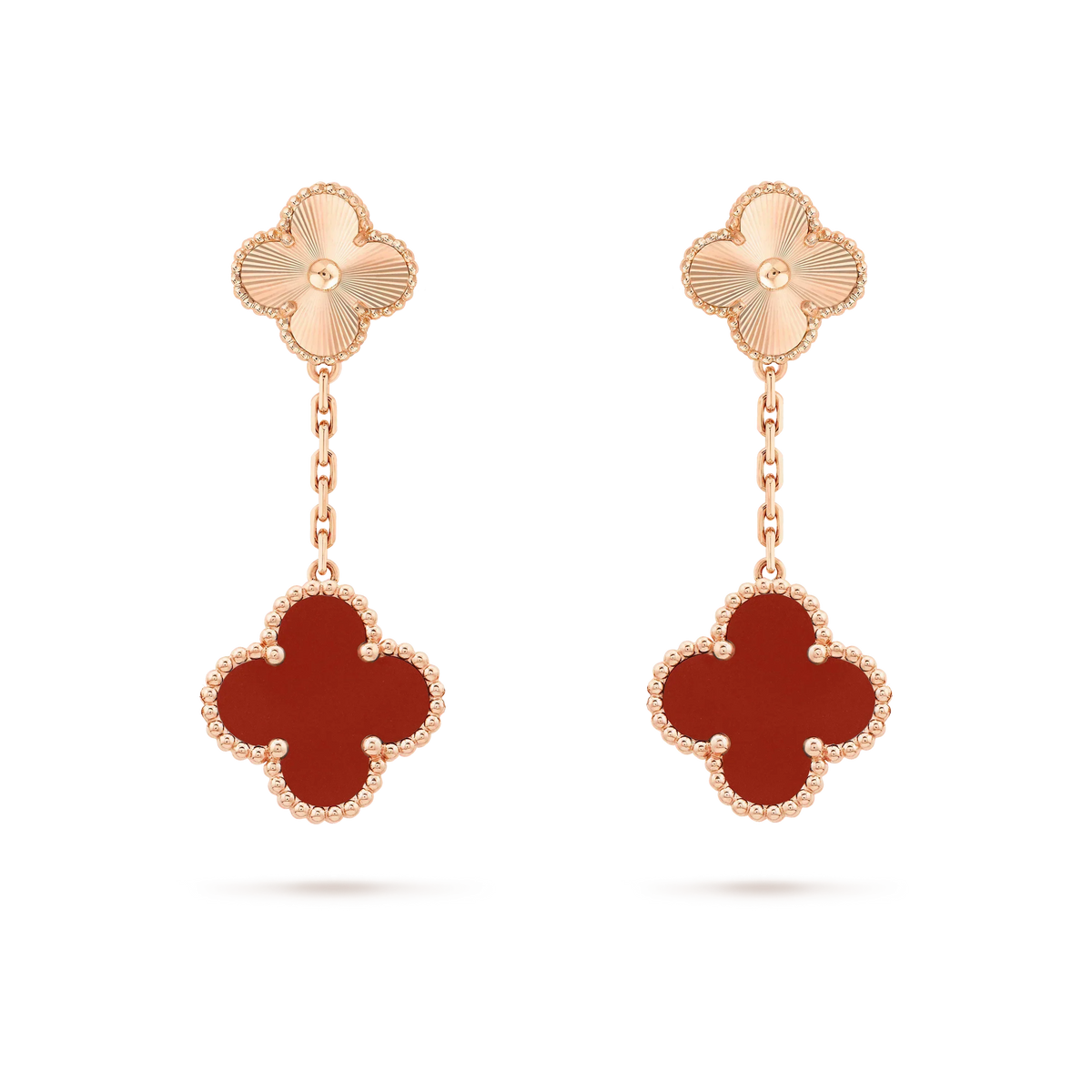[Eterna Jewels]CLOVER 2 MOTIF  LASER CARNELIAN EARRINGS