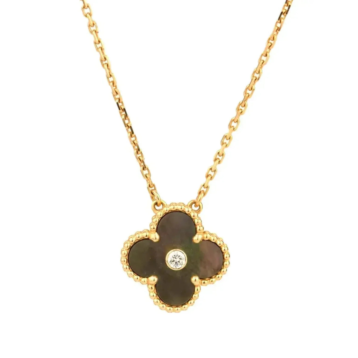 [Eterna Jewels]CLOVER 15MM DIAMOND AND MOTHER-OF-GREY NECKLACE