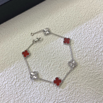 [Eterna Jewels]CLOVER 6 MOTIF RED AGATE LASER BRACELET