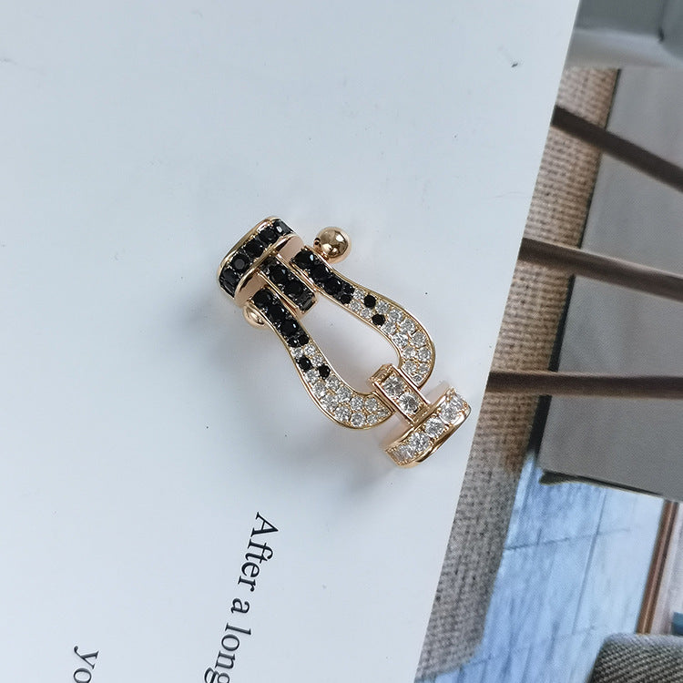 [Eterna Jewels]FORCE LARGE HORSESHOE BLACK WHITE DIAMOND BRACELET ROSE GOLD