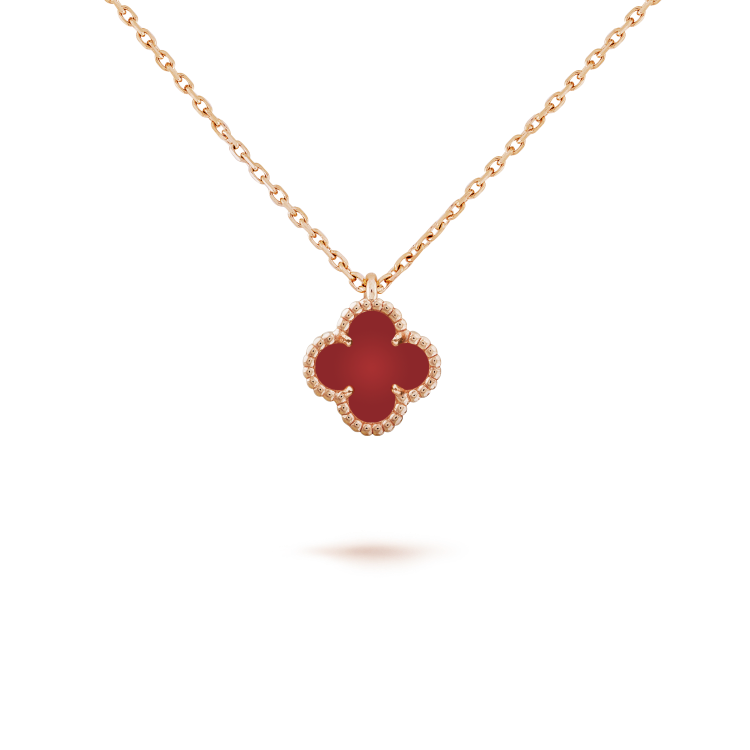 [Eterna Jewels]CLOVER MINI 9.5MM WHITE CARNELIANS NECKLACE