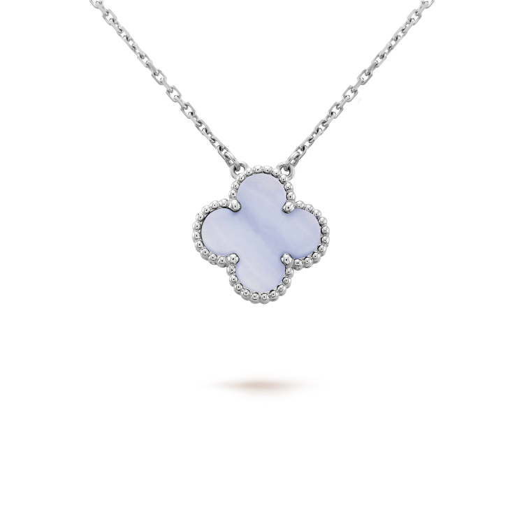 [Eterna Jewels]CLOVER 15MM BLUE CHALCEDONY NECKLACE SILVER