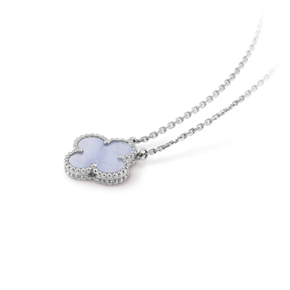 [Eterna Jewels]CLOVER 15MM BLUE CHALCEDONY NECKLACE SILVER