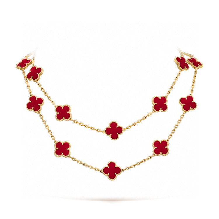 [Eterna Jewels]CLOVER 20 MOTIFS CARNELIAN NECKLACE