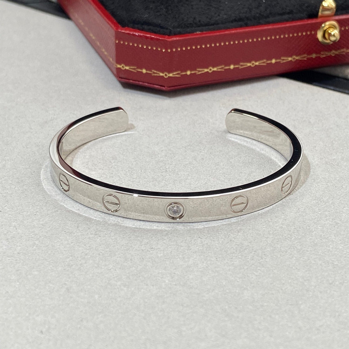 [Eterna Jewels]LOVE BRACELET 6.1MM 1 DIAMOND OPEN CUFF