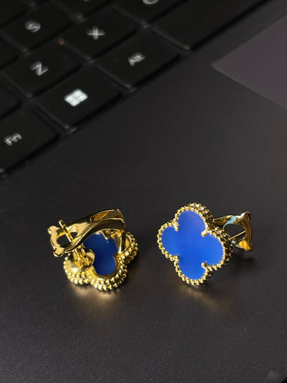 [Eterna Jewels] CLOVER LARGE (20mm) 1 MOTIFS BLUE MOP STUD EARRINGS
