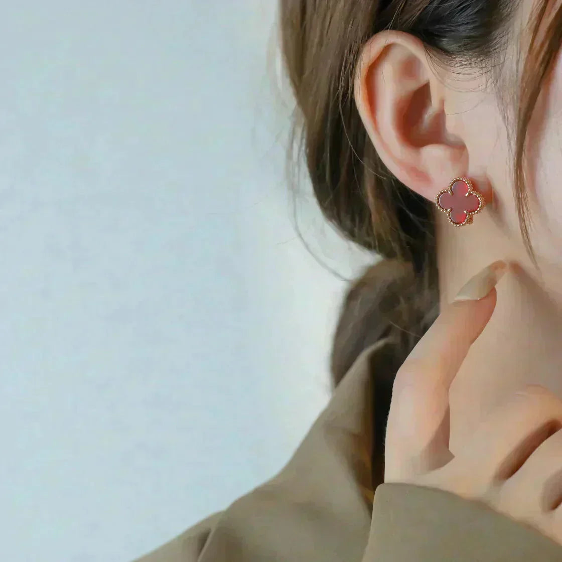 [Eterna Jewels]CLOVER MEDIUM 1 MOTIFS CARNELIAN  EARRINGS