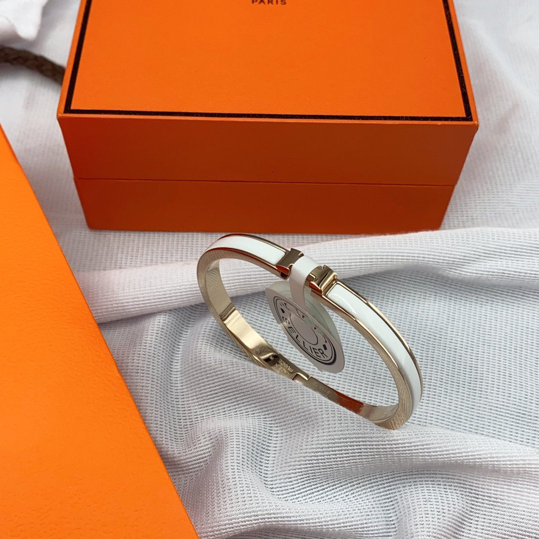 [Eterna Jewels]CLASSIC HM CLIC WHITE 8MM ENAMEL BRACELET