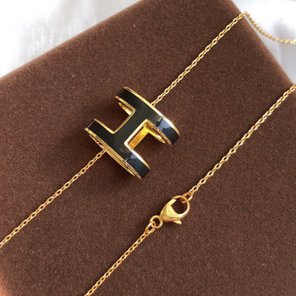 [Eterna Jewels]HM CLIC BLACK ENAMEL GOLD NECKLACE