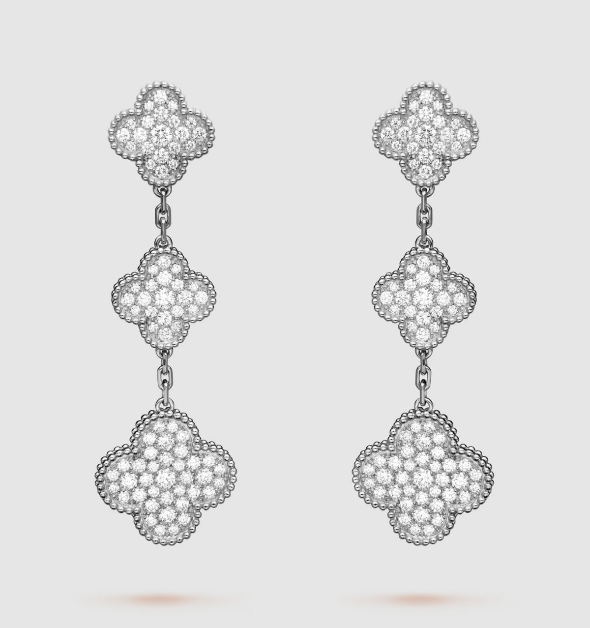 [Eterna Jewels]CLOVER 3 MOTIF DIAMOND SILVER DROP EARRINGS