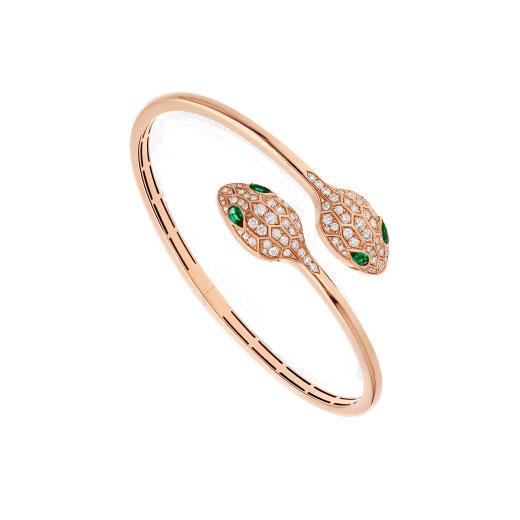 [Eterna Jewels]SERPENTI BRACELET PINK GOLD MALACHITE DIAMOND DOUBLE SNAKE