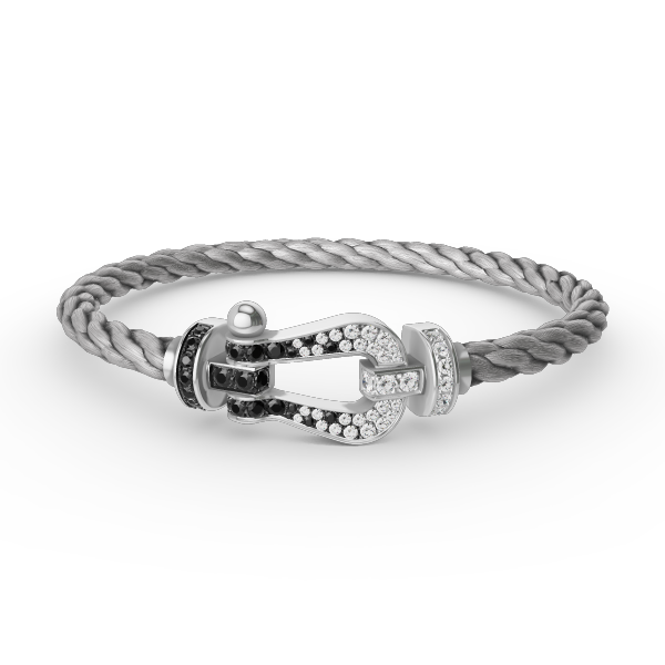 [Eterna Jewels]FORCE LARGE HORSESHOE BLACK WHITE DIAMOND BRACELET SILVER