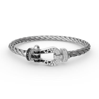 [Eterna Jewels]FORCE LARGE HORSESHOE BLACK WHITE DIAMOND BRACELET SILVER