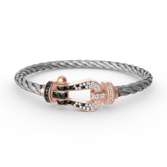 [Eterna Jewels]FORCE LARGE HORSESHOE BLACK WHITE DIAMOND BRACELET ROSE GOLD