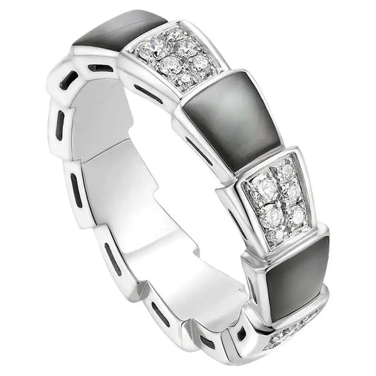 [Eterna Jewels]SERPENTI RING SILVER DIAMOND BLACK MOP 4MM