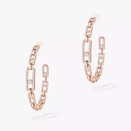 [[Eterna Jewels]Move Link Diamond Hoop Earrings