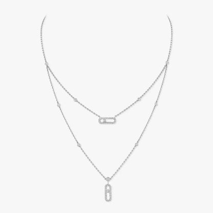 [Eterna Jewels]2 Rows Rose Gold Diamond Pave_ Necklace Move Uno