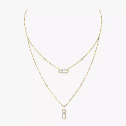 [Eterna Jewels]2 Rows Rose Gold Diamond Pave_ Necklace Move Uno