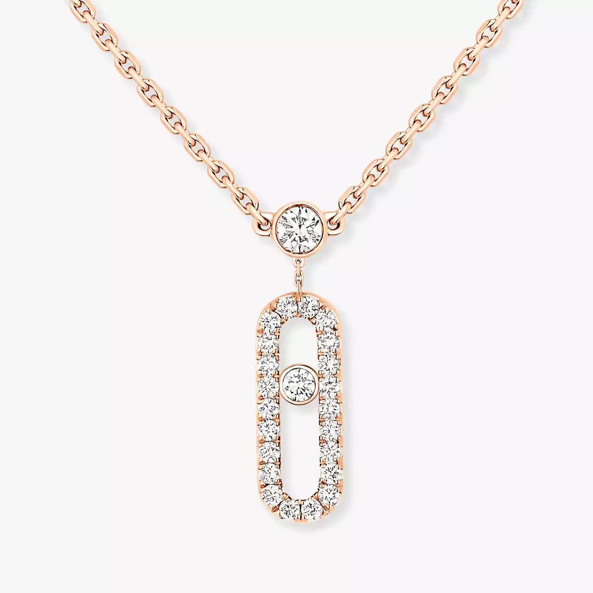 [Eterna Jewels]2 Rows Rose Gold Diamond Pave_ Necklace Move Uno