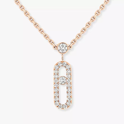 [Eterna Jewels]2 Rows Rose Gold Diamond Pave_ Necklace Move Uno
