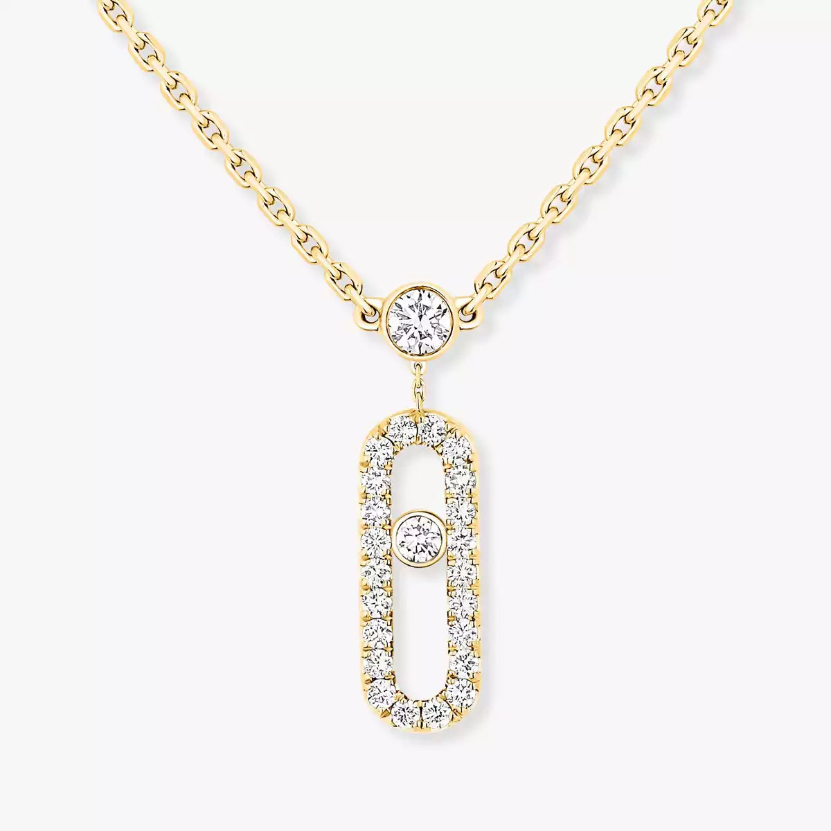 [Eterna Jewels]2 Rows Rose Gold Diamond Pave_ Necklace Move Uno