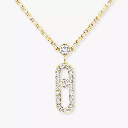 [Eterna Jewels]2 Rows Rose Gold Diamond Pave_ Necklace Move Uno