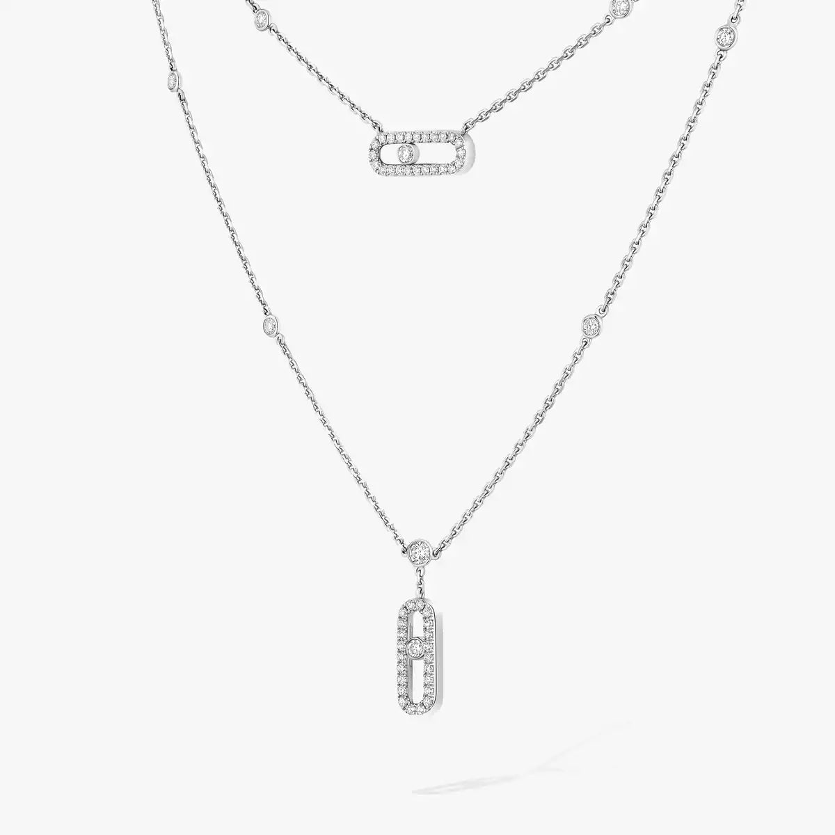 [Eterna Jewels]2 Rows Rose Gold Diamond Pave_ Necklace Move Uno