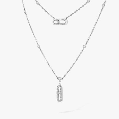 [Eterna Jewels]2 Rows Rose Gold Diamond Pave_ Necklace Move Uno